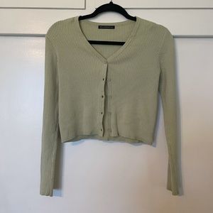 Sage green crop cardigan